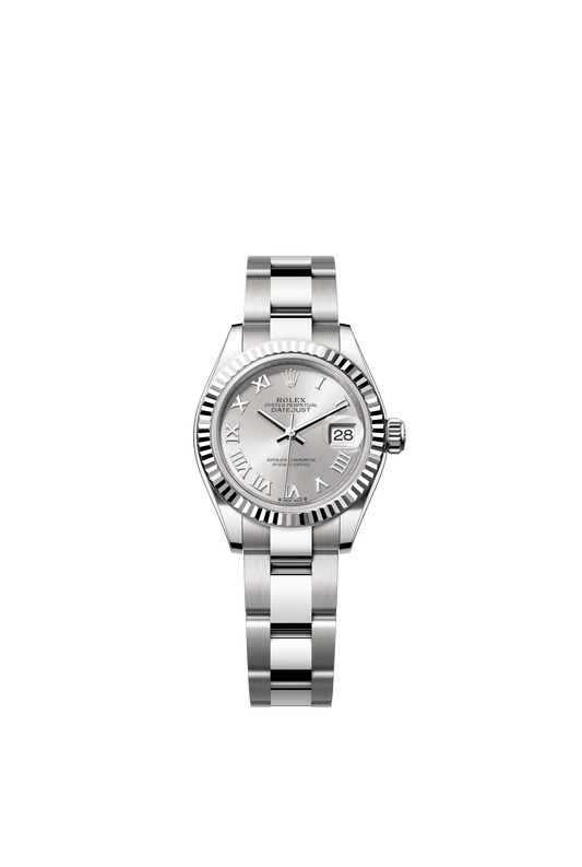 Rolex Oyster 28 mm Silver Dial White Rolesor - Combination Of Oystersteel And White Gold Oyster Three-Piece solid  Links m279174-0008