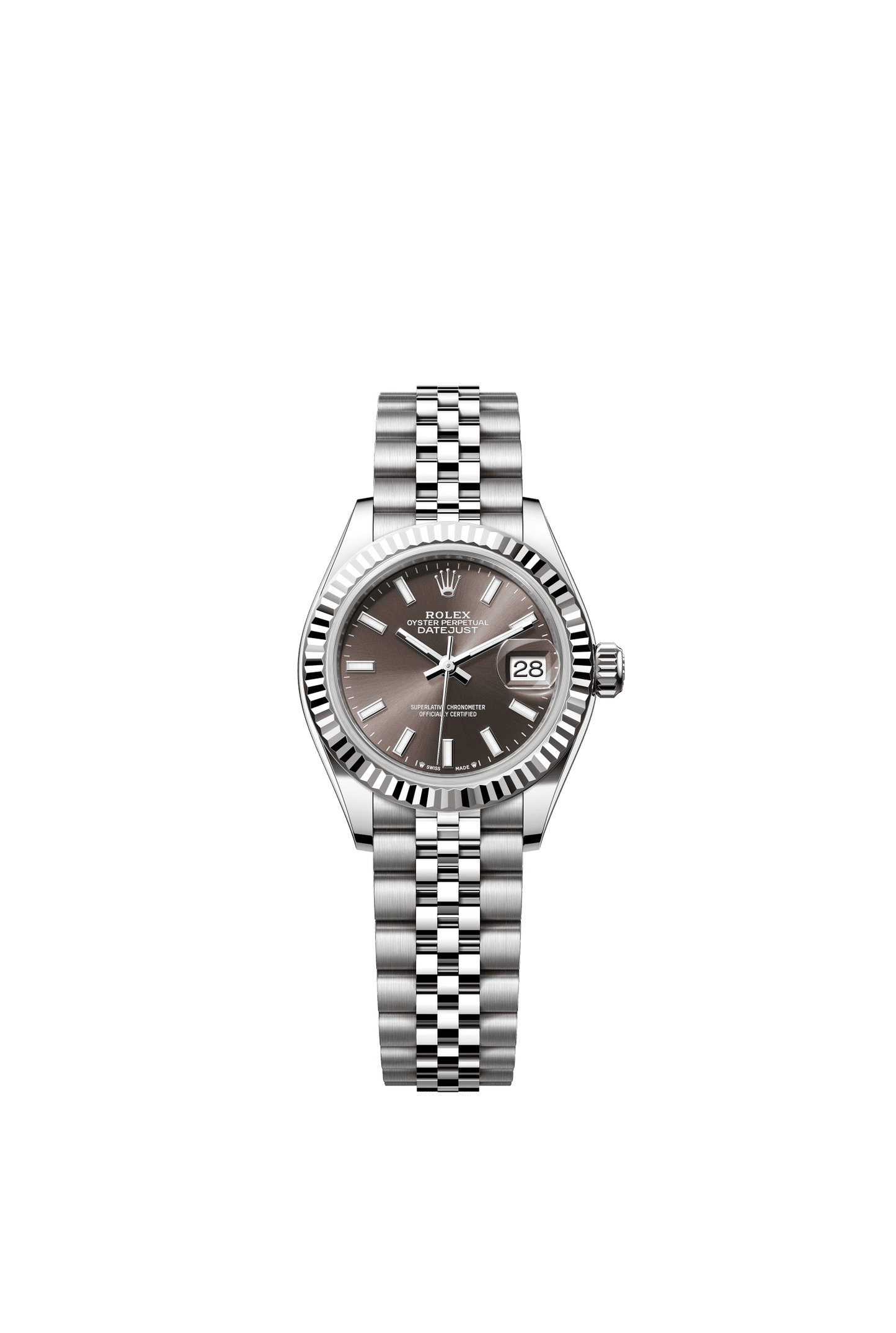 Rolex Lady-Datejust 28 mm Dark Grey Dial Oystersteel and White Gold Jubilee Bracelet m279174-0011