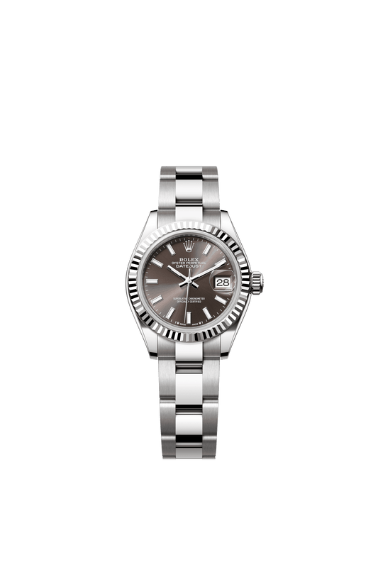 Rolex Oyster 28 mm Dark Grey Dial White Rolesor - Combination Of Oystersteel And White Gold Oyster Three-Piece solid  Links m279174-0012