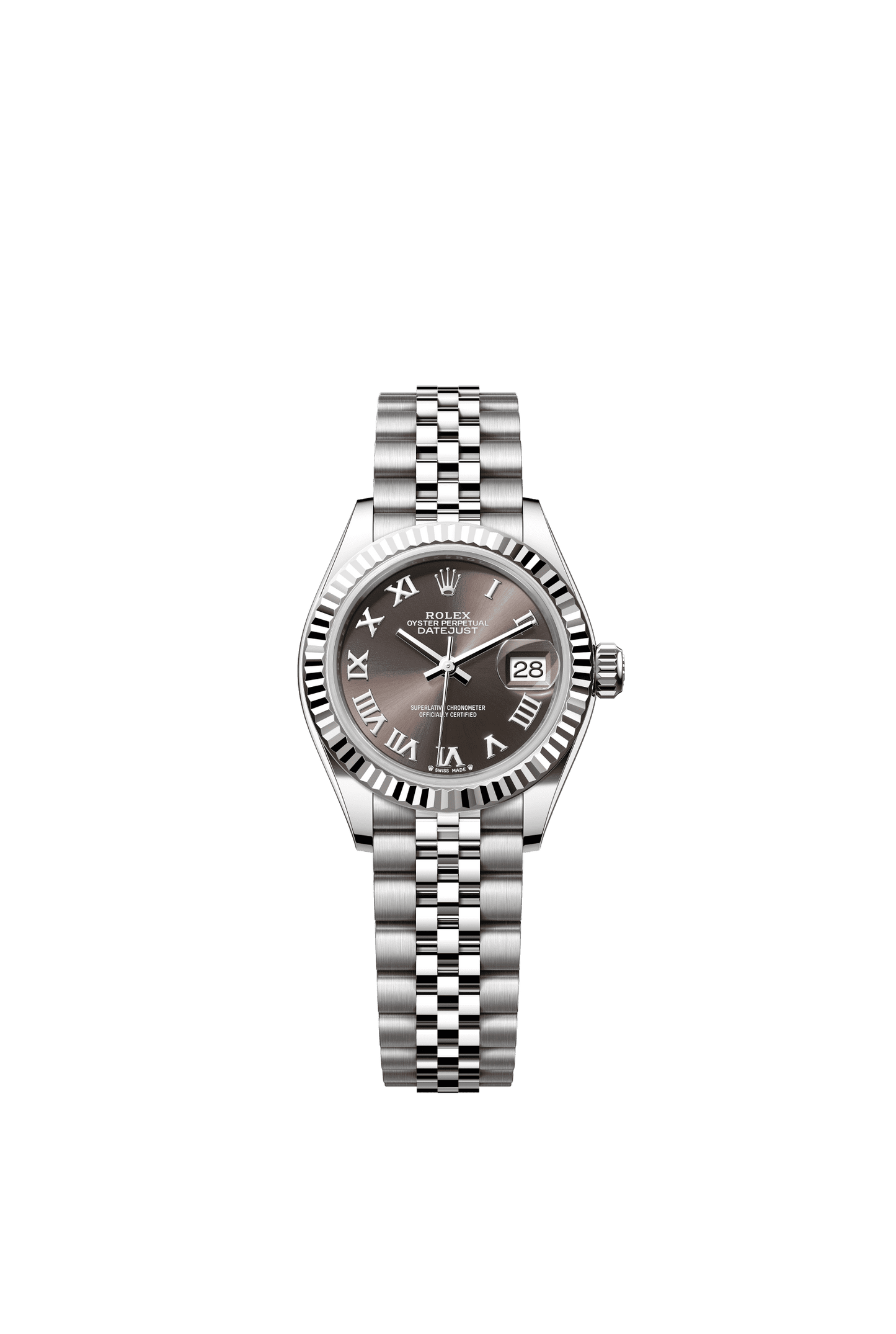 Rolex Lady-Datejust 28 mm Dark Grey Dial Oystersteel and White Gold Jubilee Bracelet m279174-0013