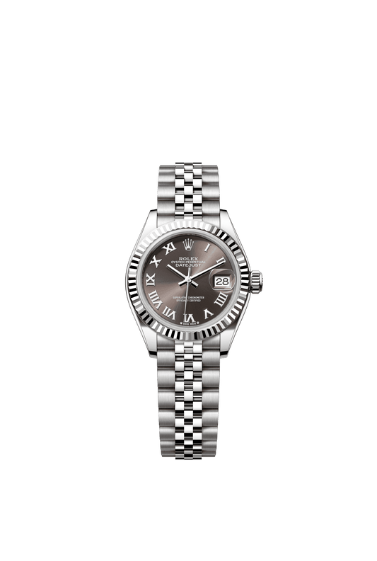 Rolex Lady-Datejust 28 mm Dark Grey Dial Oystersteel and White Gold Jubilee Bracelet m279174-0013