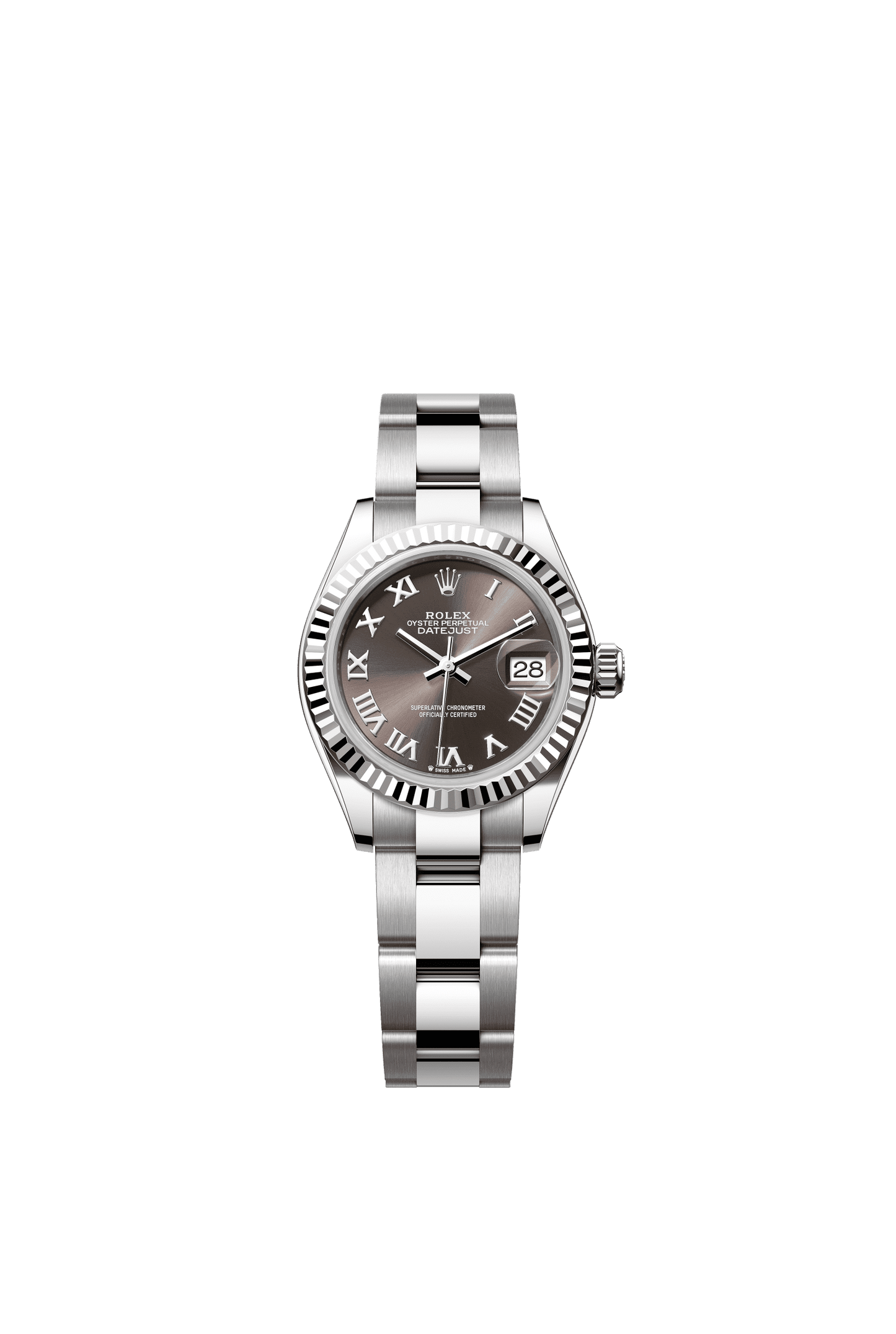 Rolex Lady-Datejust 28 mm Dark Grey Dial Oystersteel and White Gold Oyster Bracelet m279174-0014