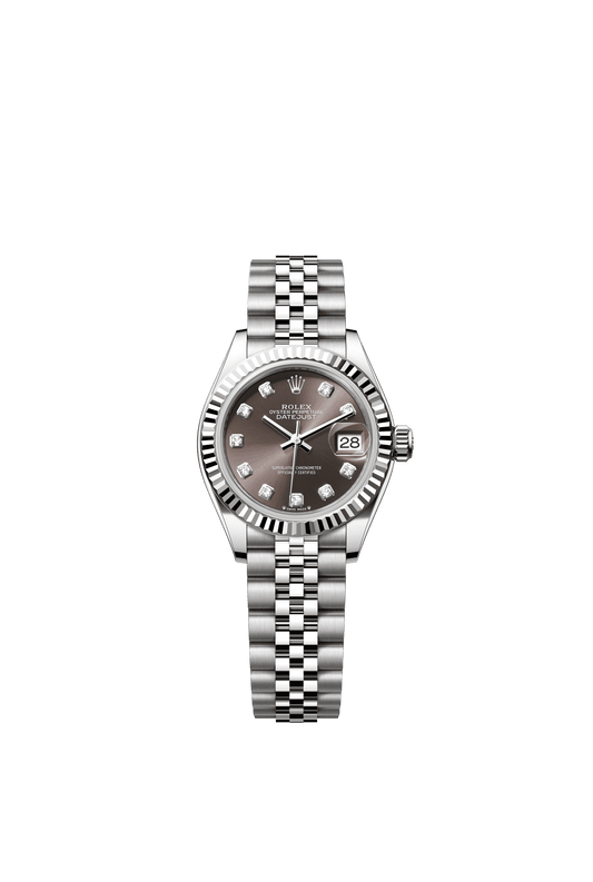 Rolex Lady-Datejust 28 mm Dark Grey Set With Diamonds Dial Oystersteel and White Gold Jubilee Bracelet m279174-0015