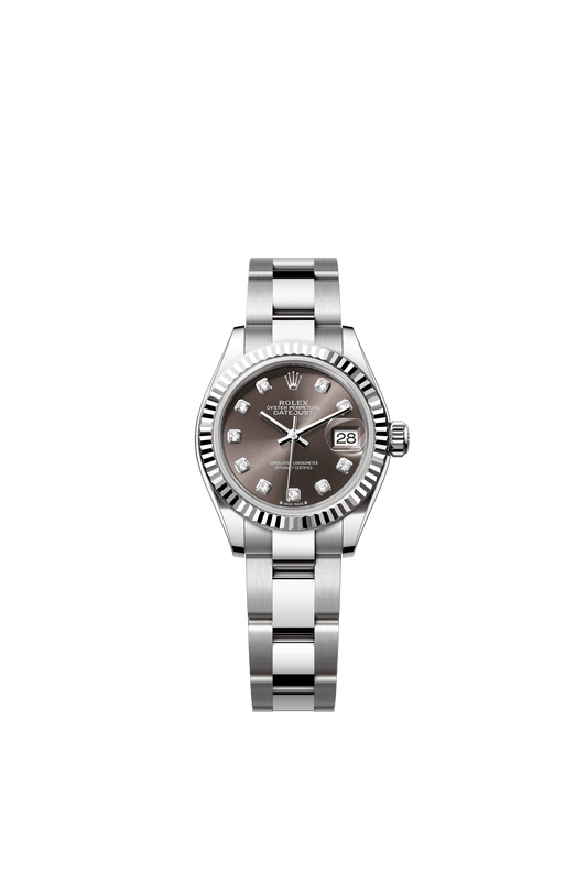 Rolex Lady-Datejust 28 mm Dark Grey Set With Diamonds Dial Oystersteel and White Gold Oyster Bracelet m279174-0016