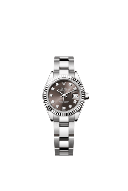 Rolex Oyster 28 mm Dark Grey Set With Diamonds Dial White Rolesor - Combination Of Oystersteel And White Gold Oyster Three-Piece solid  Links m279174-0016