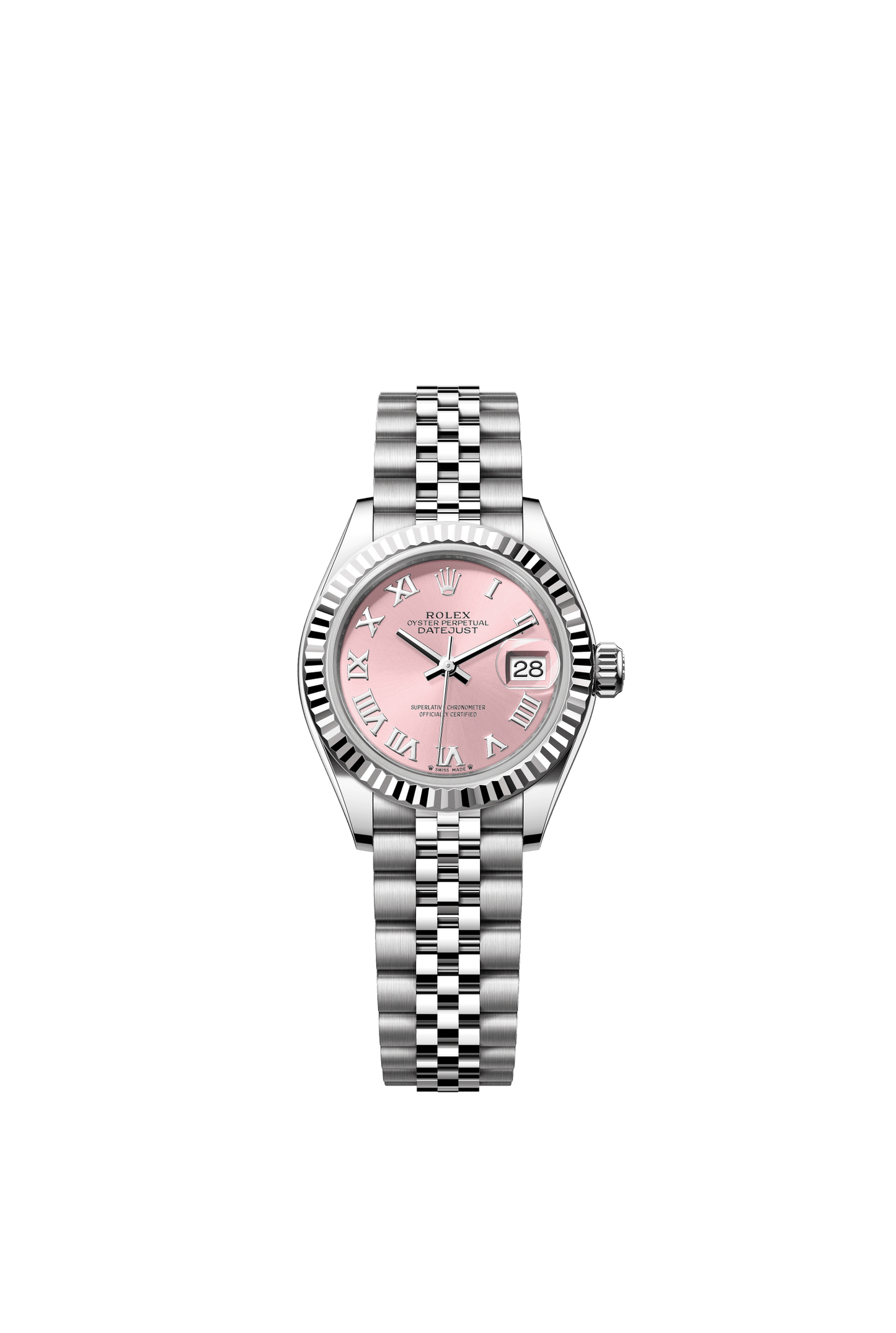 Rolex Lady-Datejust 28 mm Pink  Dial Oystersteel and White Gold Jubilee Bracelet m279174-0017