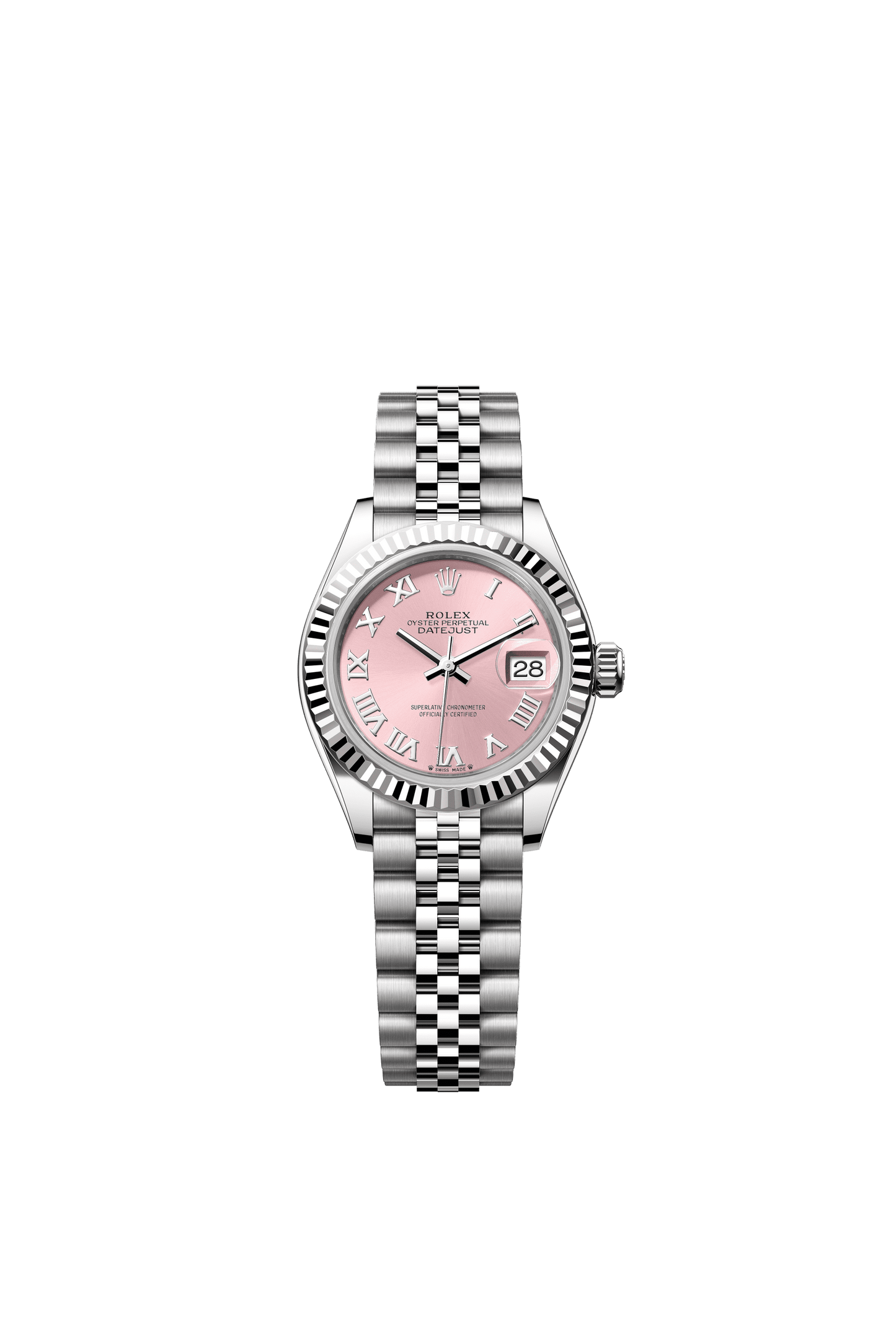 Rolex Oyster 28 mm Pink Dial Oystersteel Jubilee m279174-0017