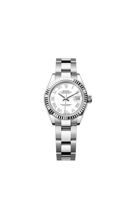 Rolex Oyster 28 mm White Dial White Rolesor - Combination Of Oystersteel And White Gold Oyster Three-Piece solid  Links m279174-0020