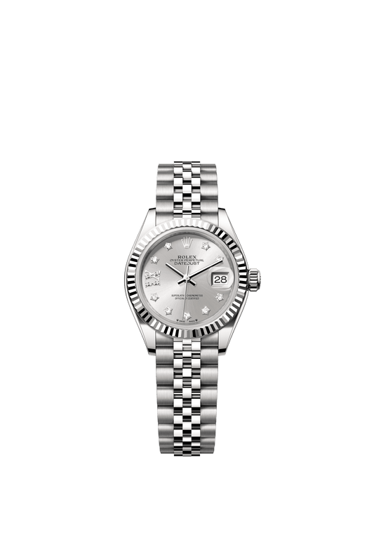 Rolex Lady-Datejust 28 mm Silver Set With Diamonds Dial Oystersteel and White Gold Jubilee Bracelet m279174-0021