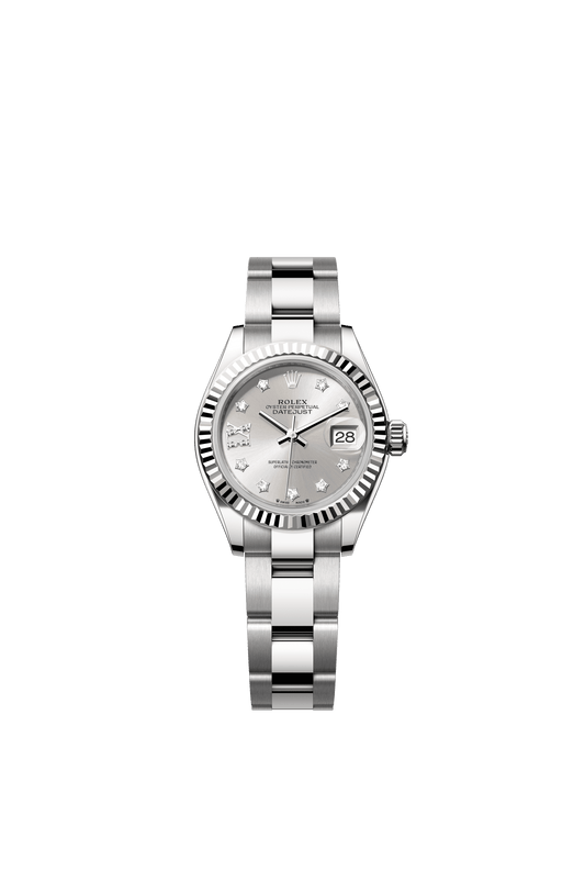 Rolex Oyster 28 mm Silver Set With Diamonds Dial White Rolesor - Combination Of Oystersteel And White Gold Oyster Three-Piece solid  Links m279174-0022