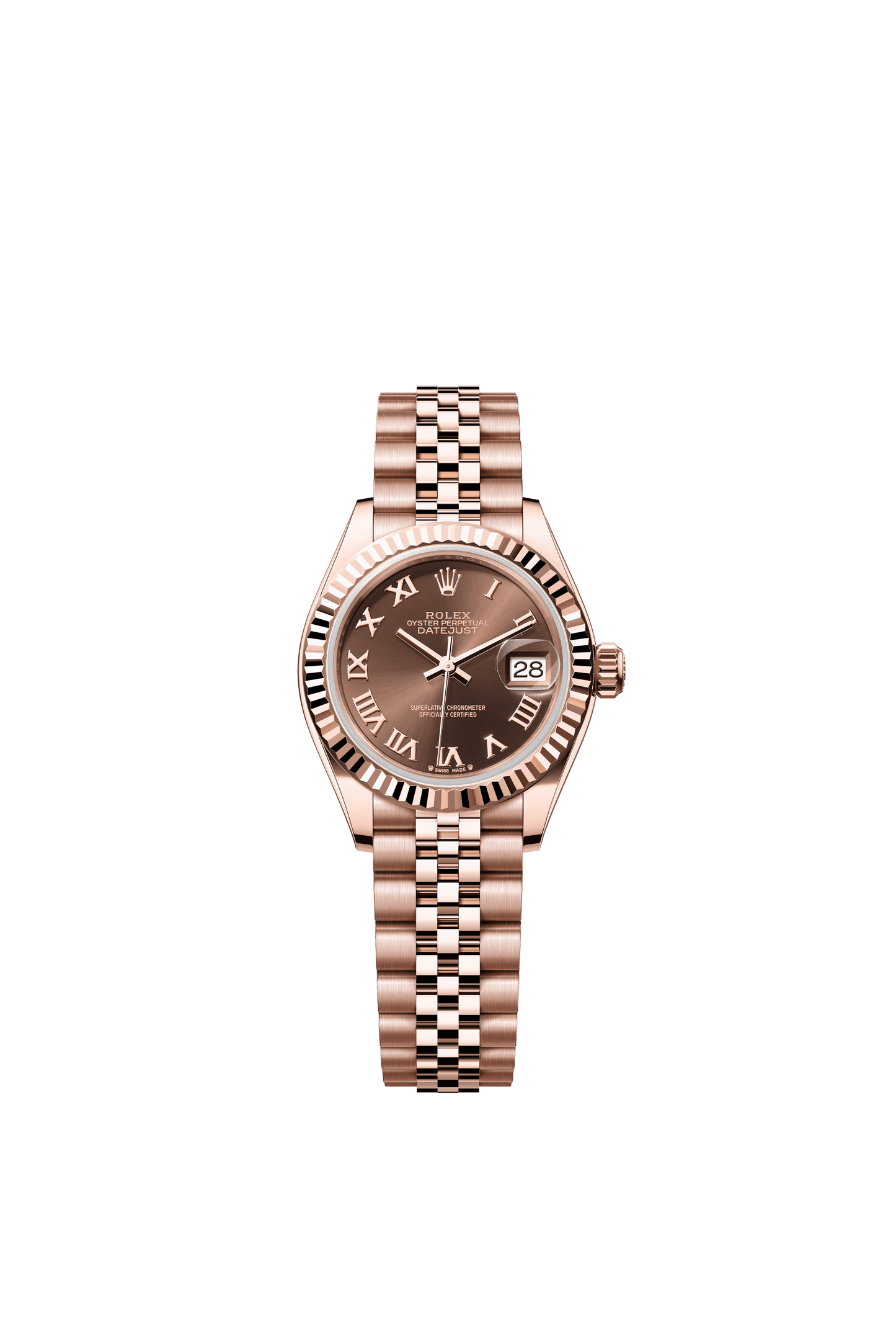 Rolex Oyster 28 mm Chocolate Dial 18 kt Everose Gold Jubilee m279175-0015