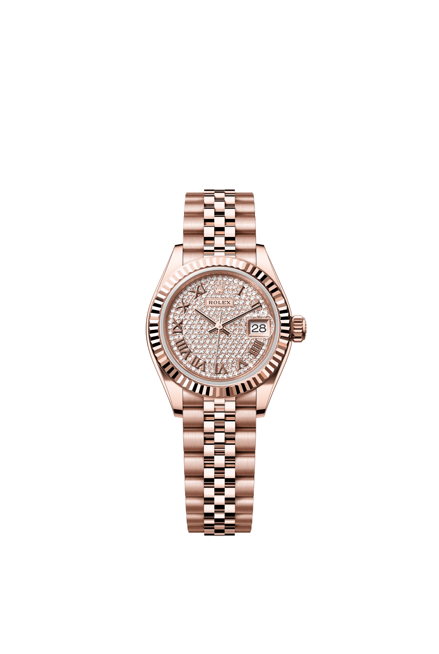 Rolex Oyster 28 mm Diamond-Paved Dial 18 kt Everose Gold Jubilee m279175-0024