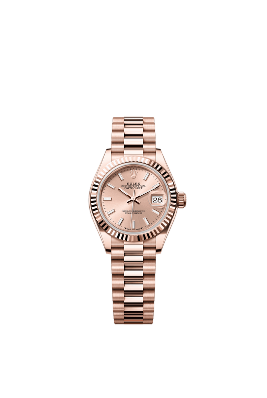 Rolex Oyster 28 mm Rose-Colour Dial 18 kt Everose Gold President, Semi-Circular Three-Piece Links m279175-0025