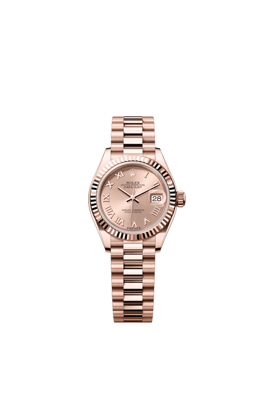 Rolex Oyster 28 mm Rose-colour Dial 18 kt Everose Gold President, Semi-Circular Three-Piece Links m279175-0027