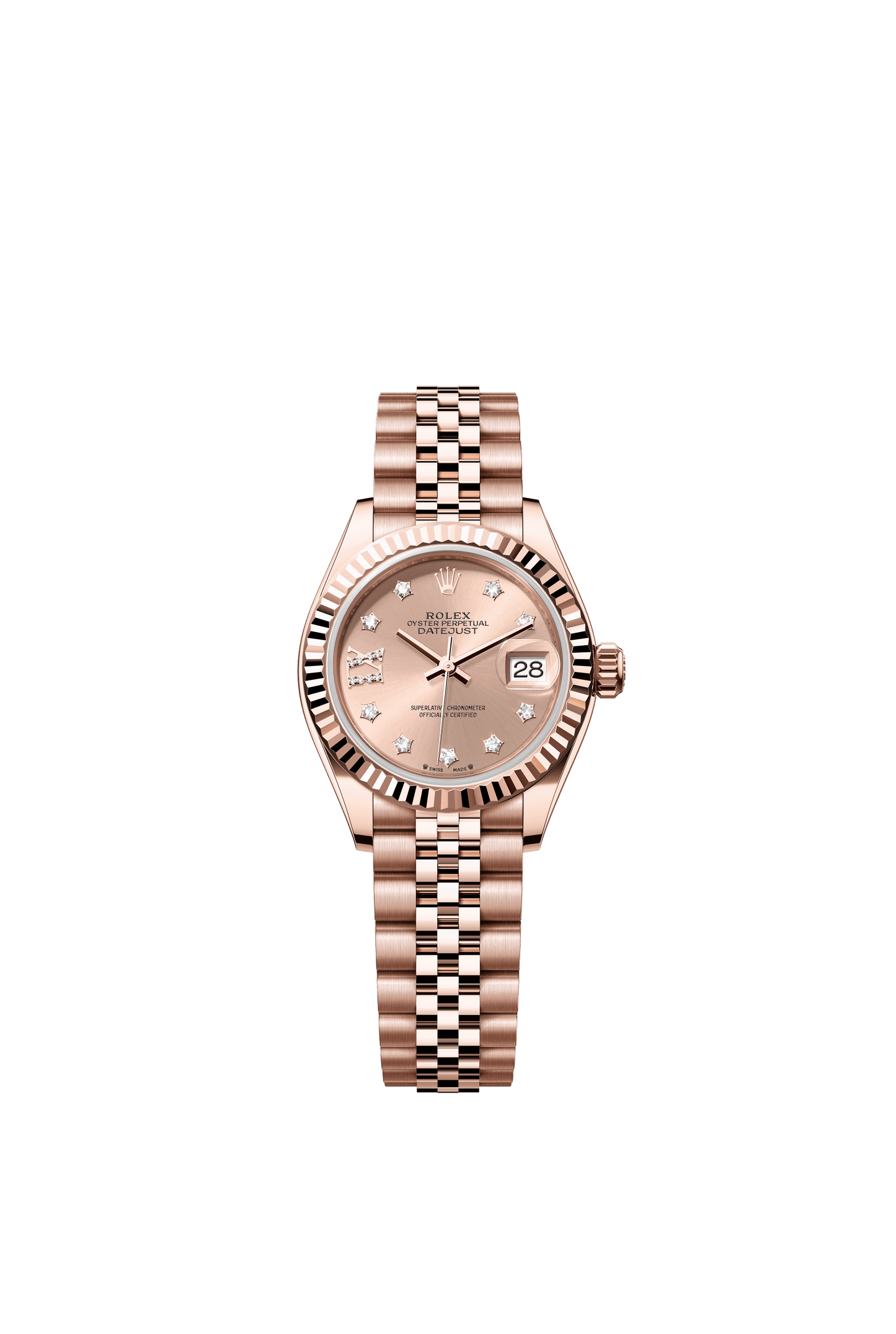 Rolex Oyster 28 mm Rose-Colour Set With Diamonds Dial 18 kt Everose Gold Jubilee m279175-0030