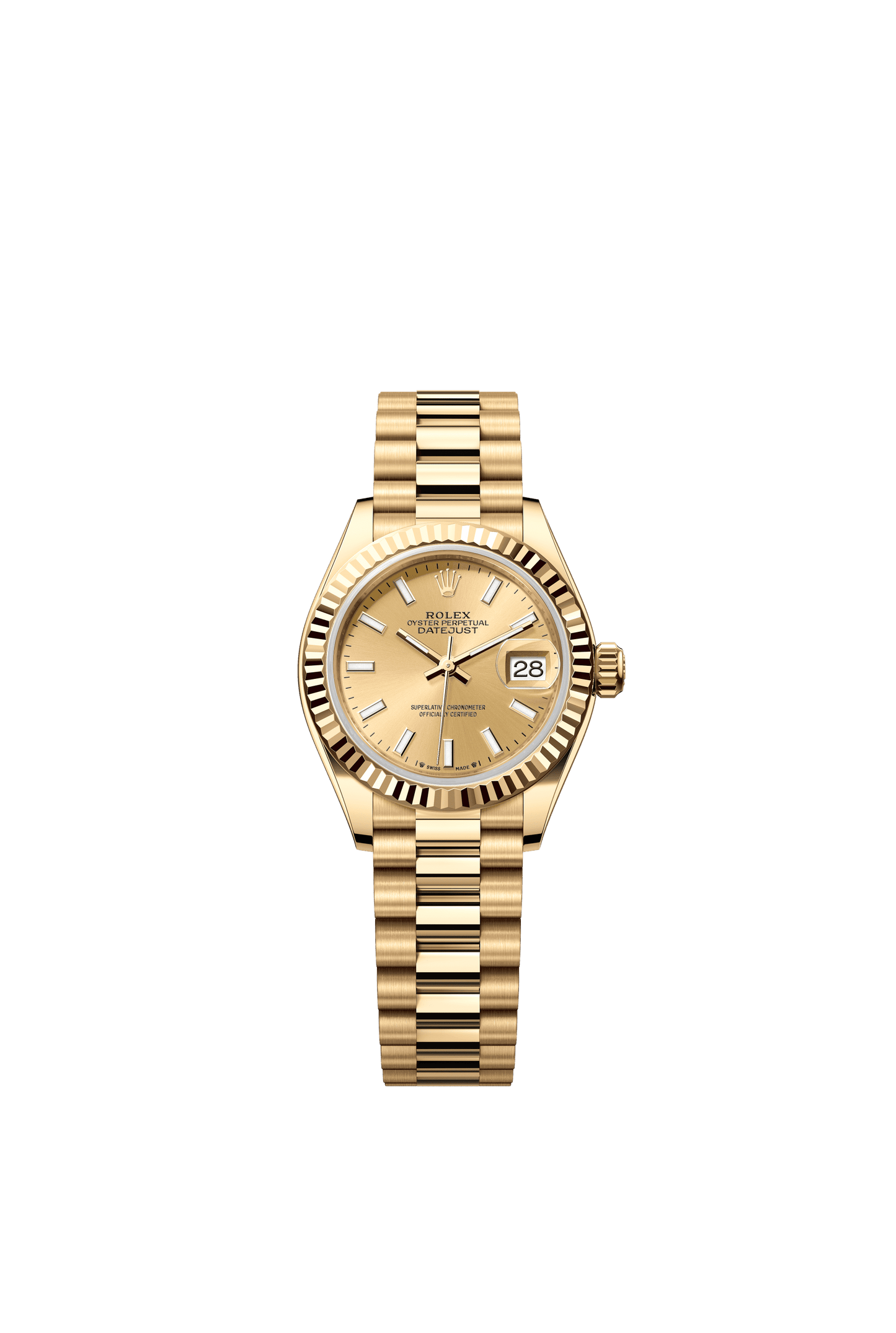 Rolex Oyster 28 mm Champagne Dial 18k Yellow Gold President m279178-0001