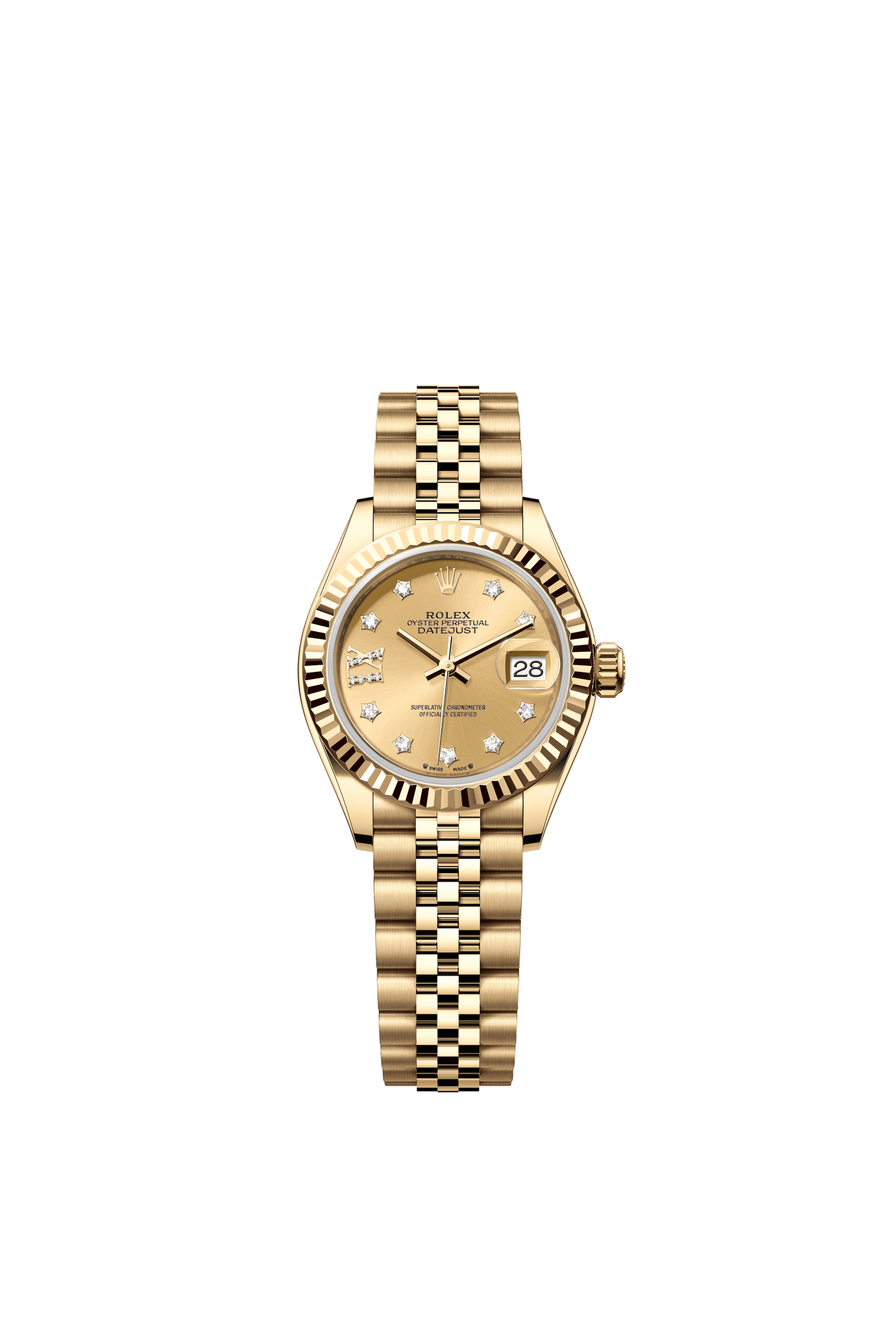 Rolex Oyster 28 mm Champagne-Colour Set With Diamonds Dial 18k Yellow Gold Jubilee Bracelet. m279178-0014