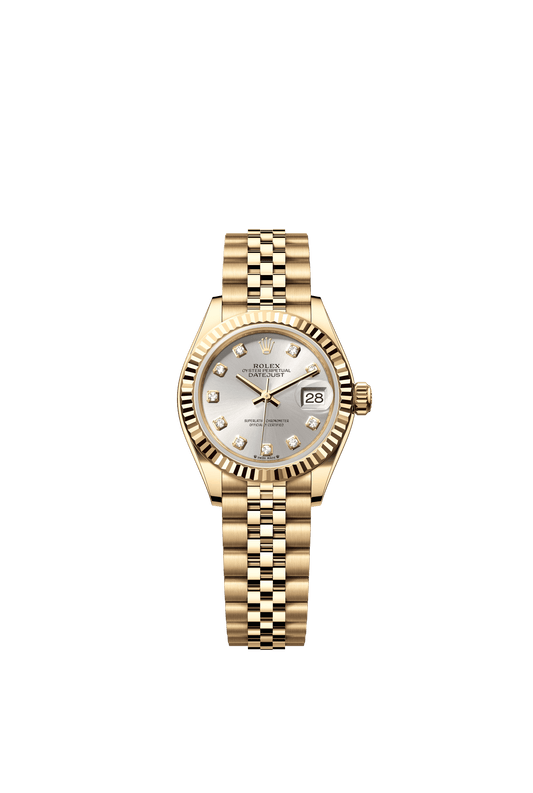 Rolex Oyster 28 mm Silver Set With Diamonds Dial 18k Yellow Gold Jubilee Bracelet. m279178-0016