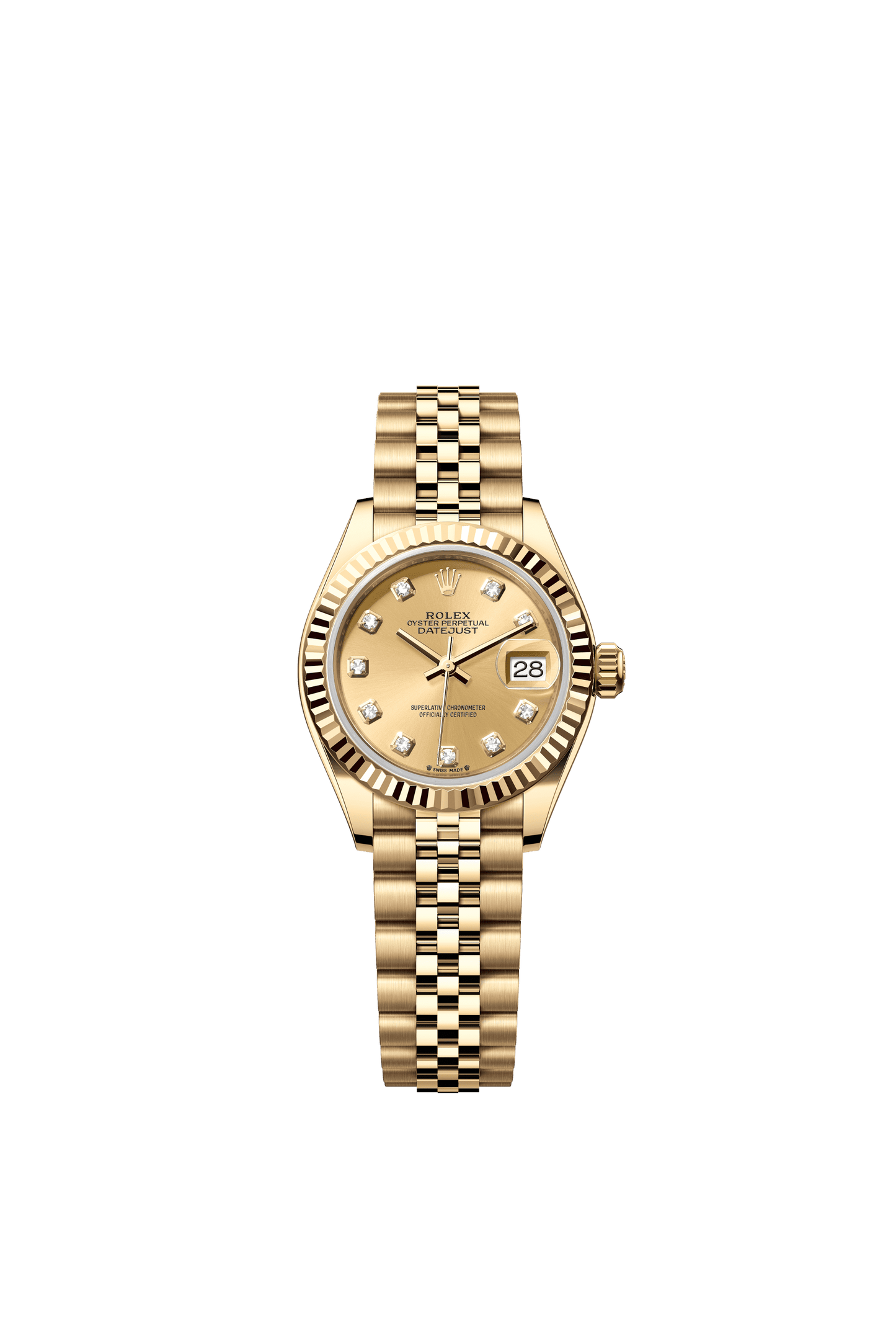 Rolex Oyster 28 mm Champagne-Colour Set With Diamonds Dial 18k Yellow Gold Jubilee Bracelet. m279178-0024