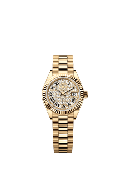 Rolex Oyster 28 mm Diamond-Paved Dial 18k Yellow Gold President Bracelet m279178-0031