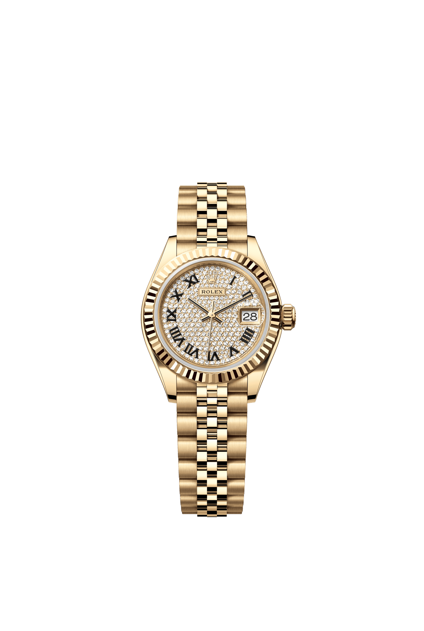 Rolex Oyster 28 mm Diamond-Paved Dial 18k Yellow Gold Jubilee Bracelet. m279178-0032