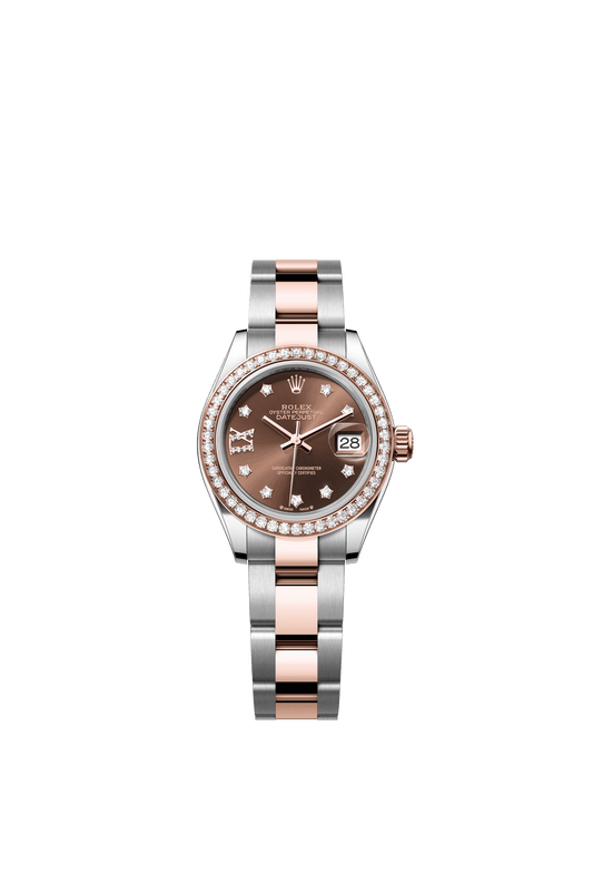 Rolex Lady-Datejust 28 mm Chocolate Set With Diamonds Dial Oystersteel and Everose Gold Oyster Bracelet m279381rbr-0004