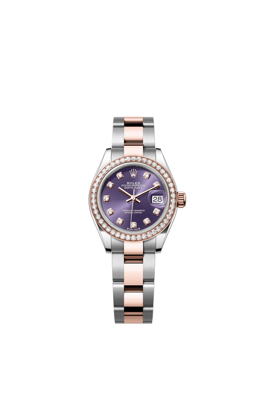 Rolex Lady-Datejust 28 mm Aubergine Set With Diamonds Dial Oystersteel and Everose Gold Oyster Bracelet m279381rbr-0016