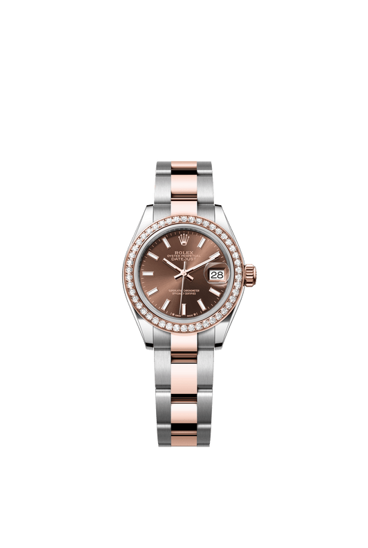 Rolex Lady-Datejust 28 mm Chocolate  Dial with Diamonds Oystersteel and Everose Gold Oyster Bracelet m279381rbr-0018