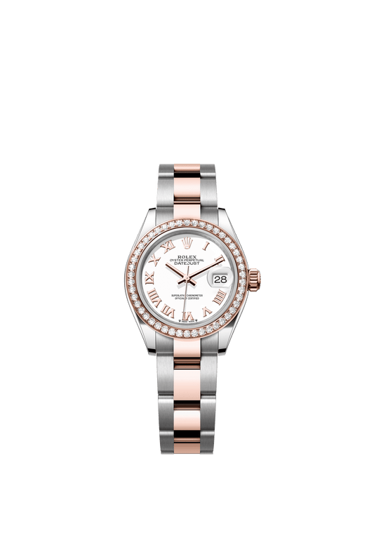 Rolex Lady-Datejust 28 mm White  Dial  with Diamonds Oystersteel and Everose Gold Oyster Bracelet m279381rbr-0022