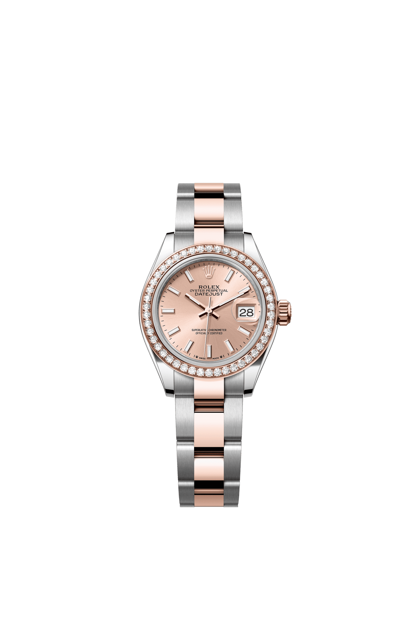 Rolex Lady-Datejust 28 mm Rosé-Colour Dial  with Diamonds Oystersteel and Everose Gold Oyster Bracelet m279381rbr-0024