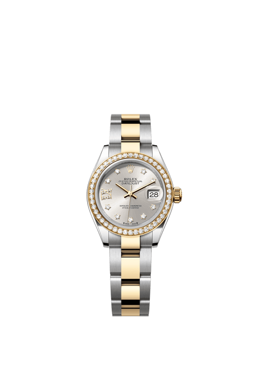 Rolex Lady-Datejust 28 mm Silver Set With Diamonds Dial Oystersteel and 18k Yellow Gold Oyster Bracelet m279383rbr-0004