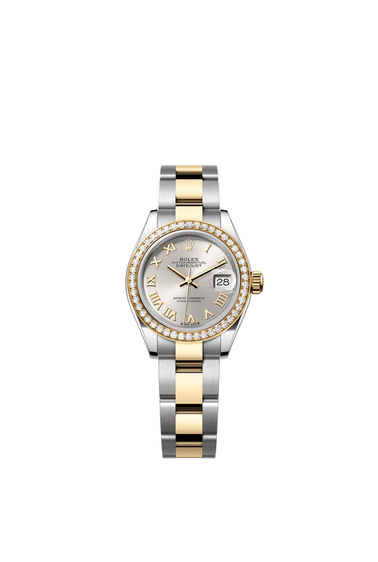 Rolex Lady-Datejust 28 mm Silver Dial with Diamonds  Oystersteel and 18k Yellow Gold Oyster Bracelet m279383rbr-0006