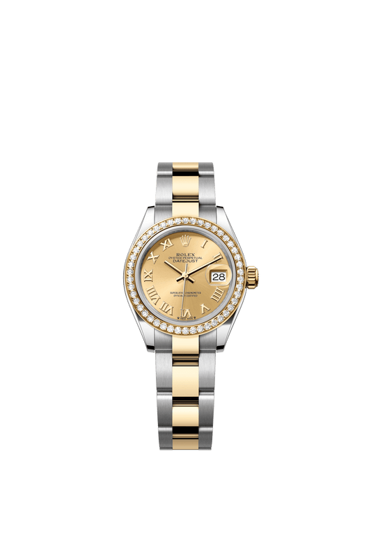 Rolex Lady-Datejust 28 mm Champagne-Colour Dial with Diamonds  Oystersteel and 18k Yellow Gold Oyster Bracelet m279383rbr-0010