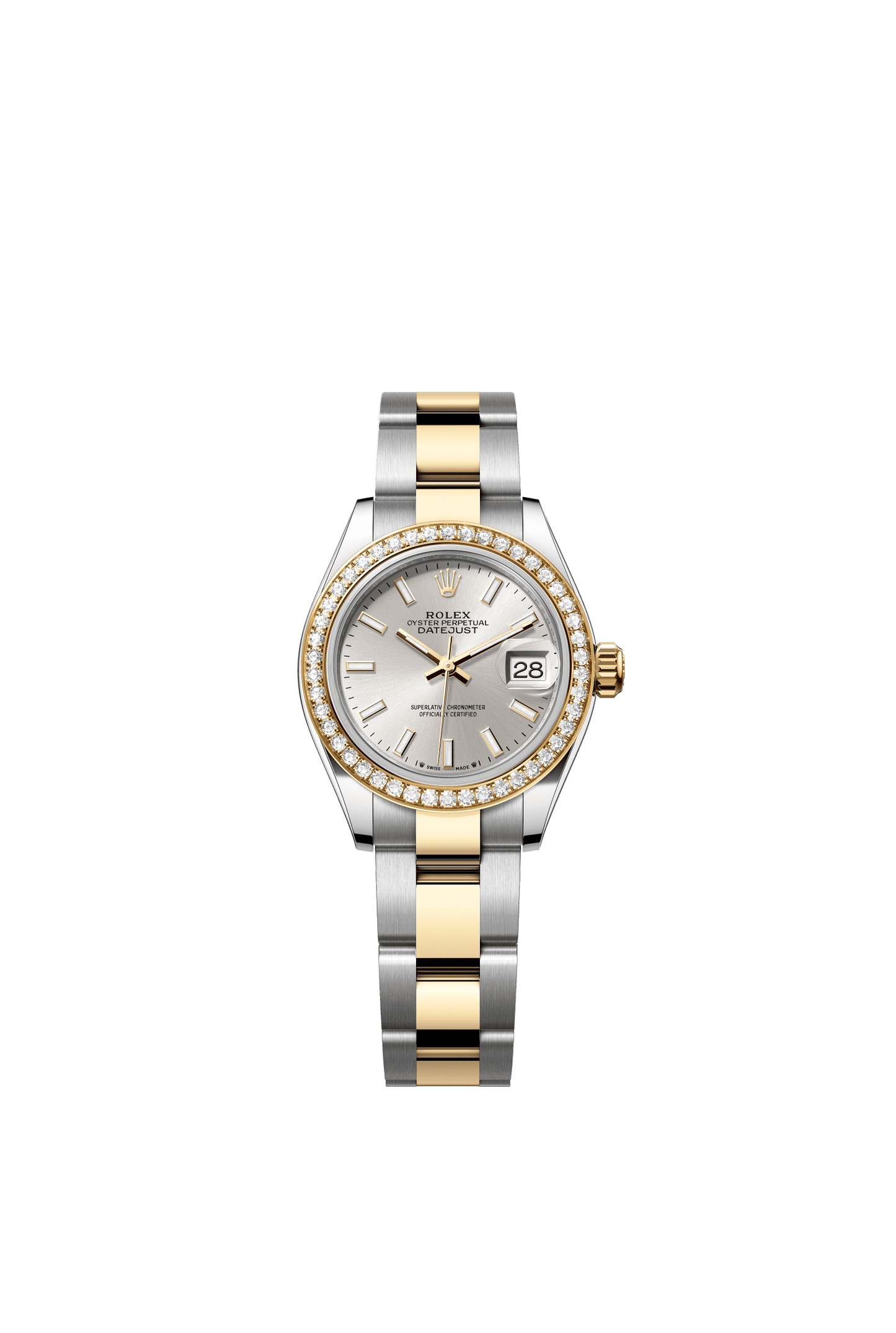 Rolex Lady-Datejust 28 mm Silver Dial with Diamonds  Oystersteel and 18k Yellow Gold Oyster Bracelet m279383rbr-0018