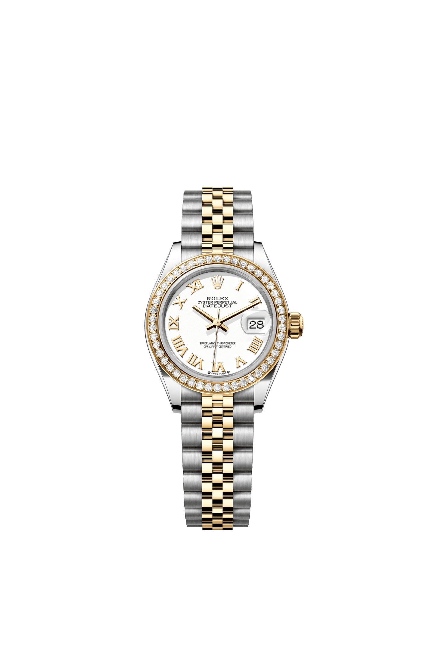 Rolex Lady-Datejust 28 mm White Dial with Diamonds  Oystersteel and 18k Yellow Gold Jubilee Bracelet m279383rbr-0023