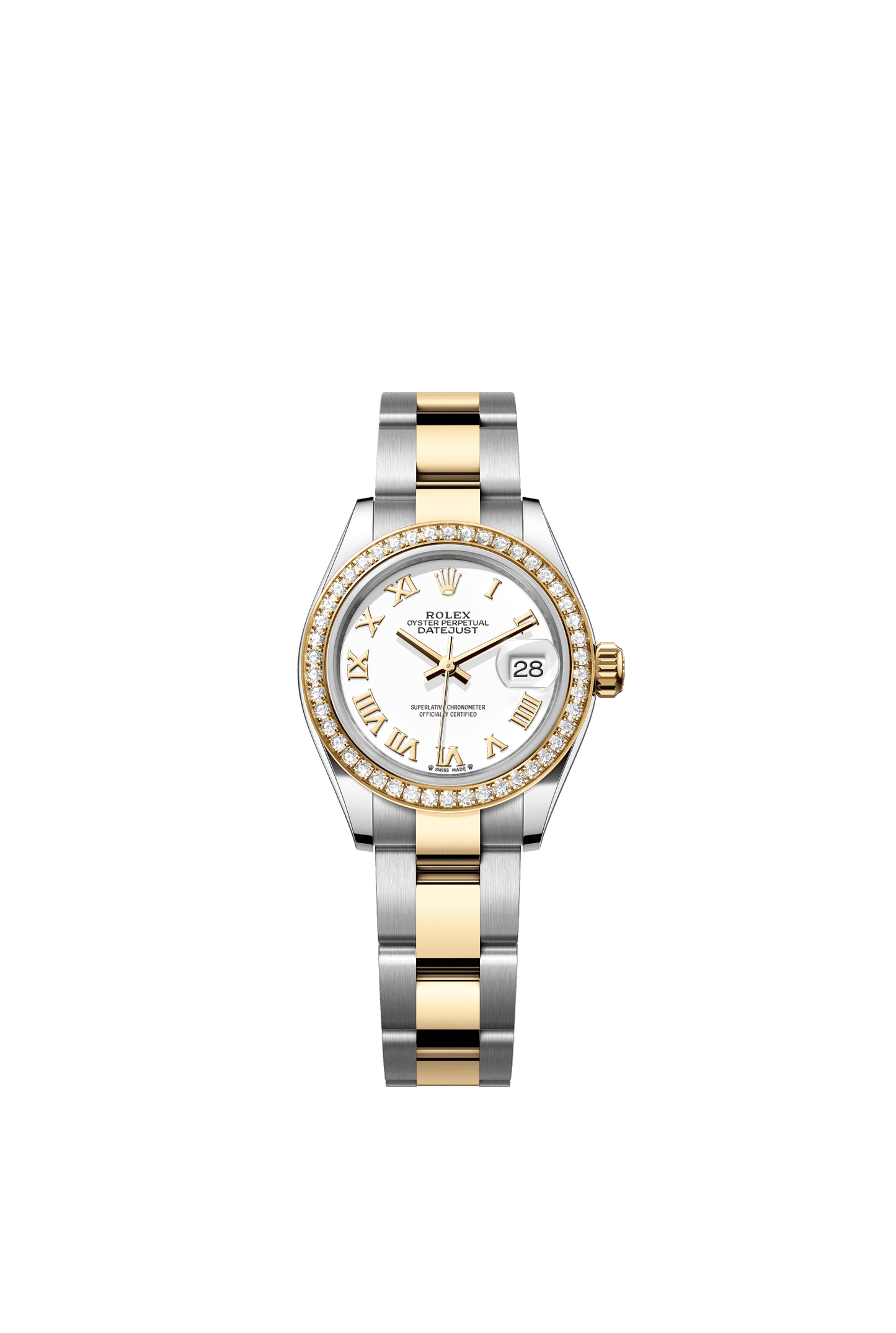 Rolex Lady-Datejust 28 mm White Dial with Diamonds  Oystersteel and 18k Yellow Gold Oyster Bracelet m279383rbr-0024