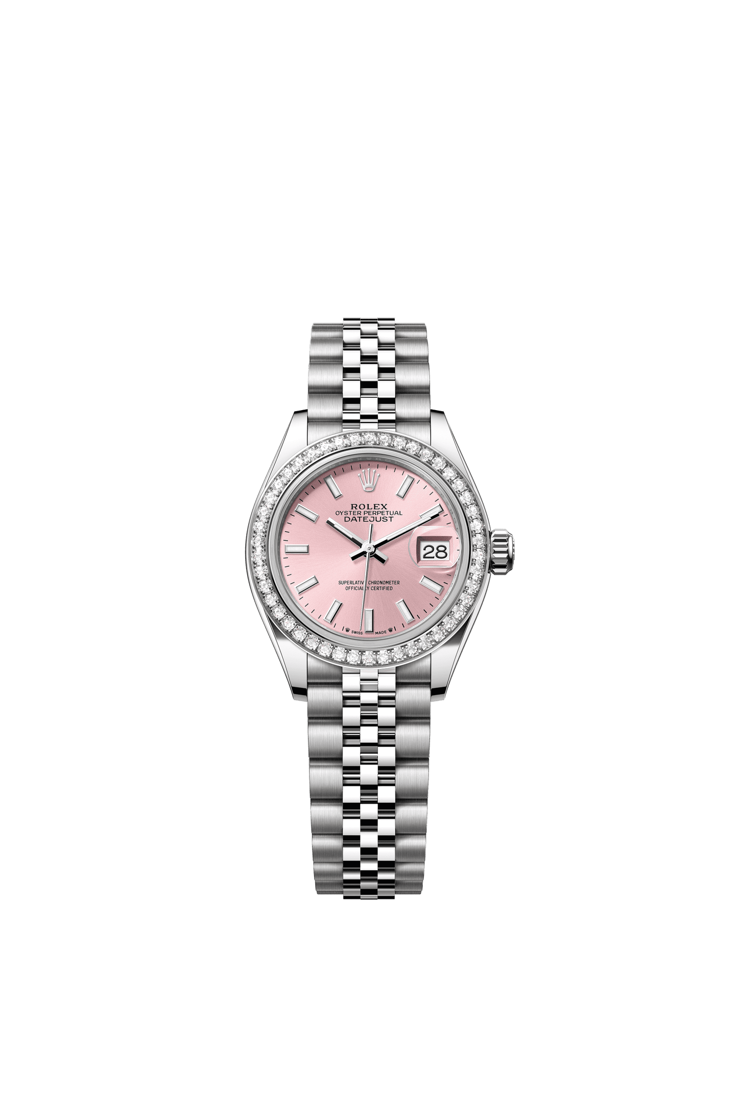 Rolex Oyster 28 mm Pink Dial White Rolesor - Combination Of Oystersteel And White Gold Jubilee m279384rbr-0001