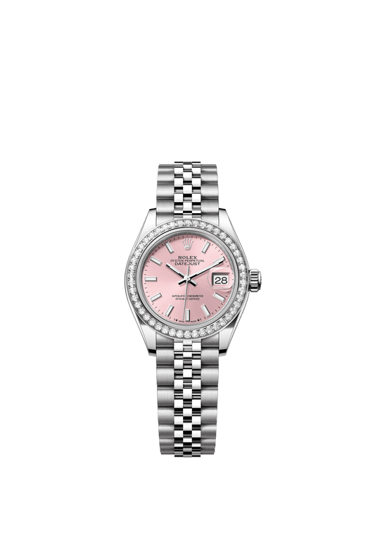 Rolex Lady-Datejust 28 mm Pink  Dial with Diamonds Oystersteel and White Gold Jubilee Bracelet m279384rbr-0001