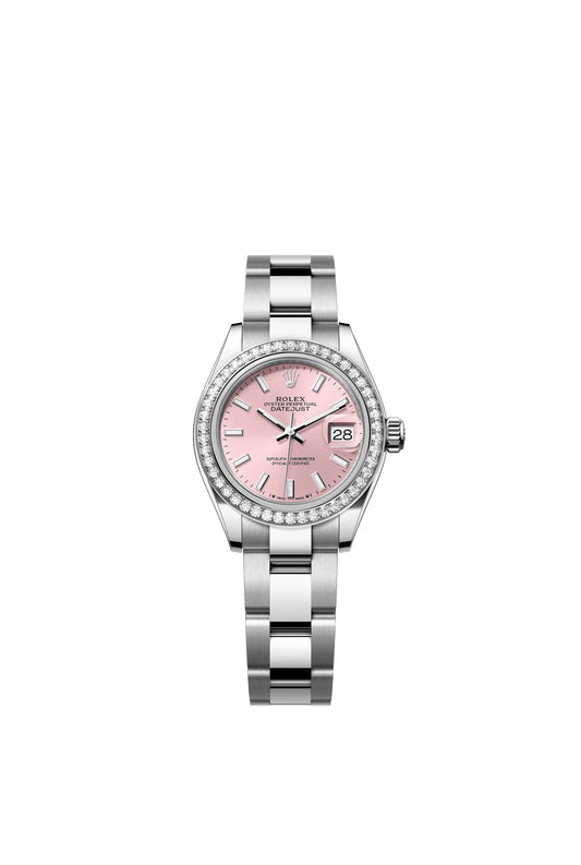 Rolex Oyster 28 mm Pink Dial White Rolesor - Combination Of Oystersteel And White Gold Oyster, Three-Piece Solid Links m279384rbr-0002