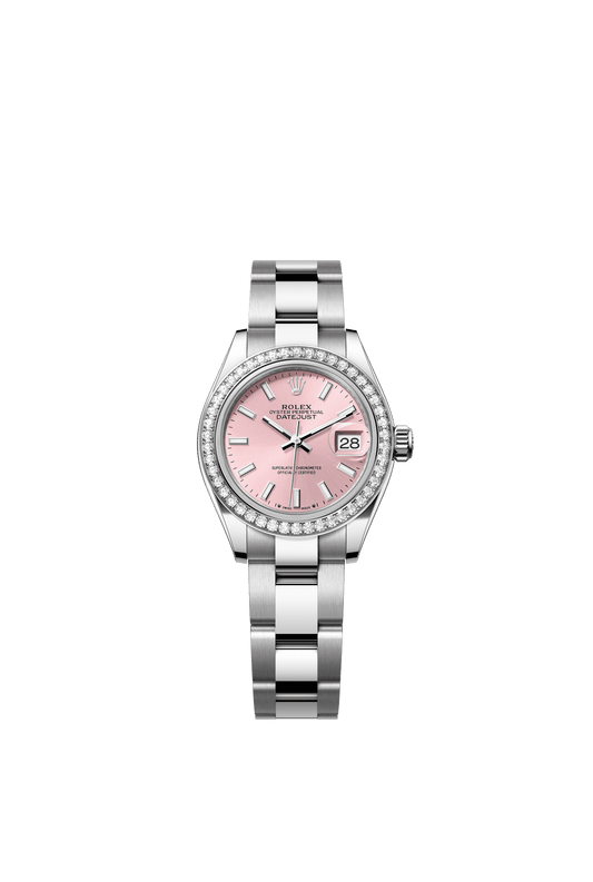 Rolex Lady-Datejust 28 mm Pink  Dial with Diamonds Oystersteel and White Gold Oyster Bracelet m279384rbr-0002