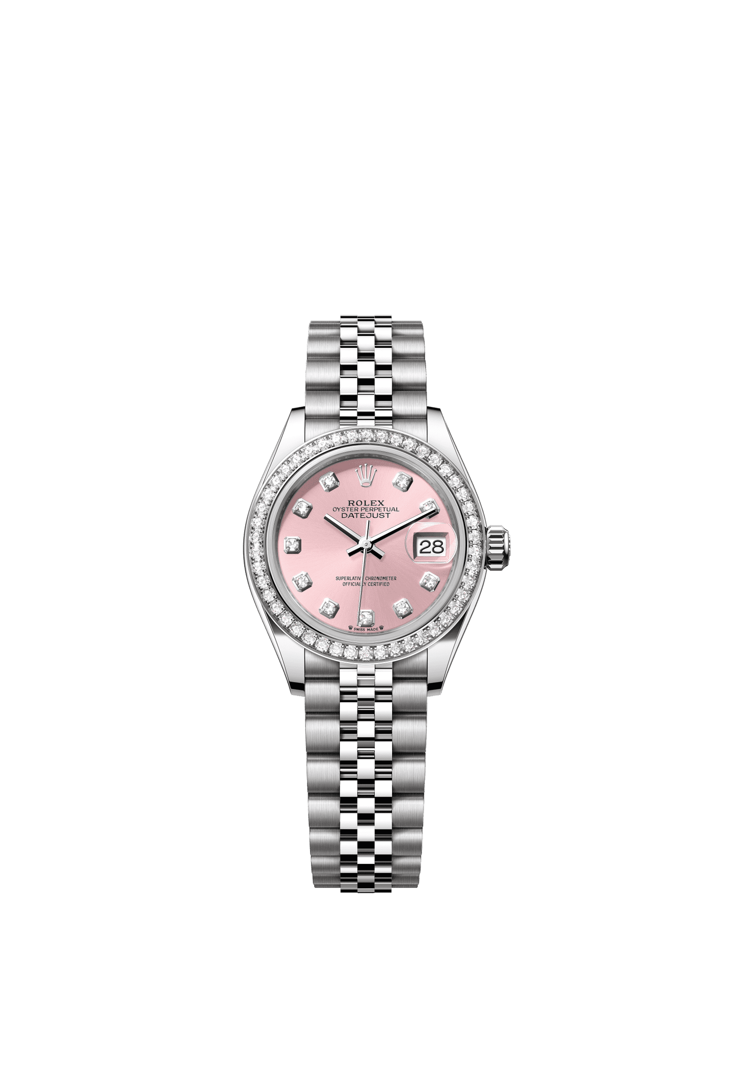 Rolex Lady-Datejust 28 mm Pink Set With Diamonds Dial Oystersteel and White Gold Jubilee Bracelet m279384rbr-0003