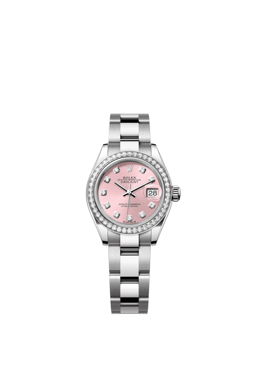 Rolex Lady-Datejust 28 mm Pink Set With Diamonds Dial Oystersteel and White Gold Oyster Bracelet m279384rbr-0004