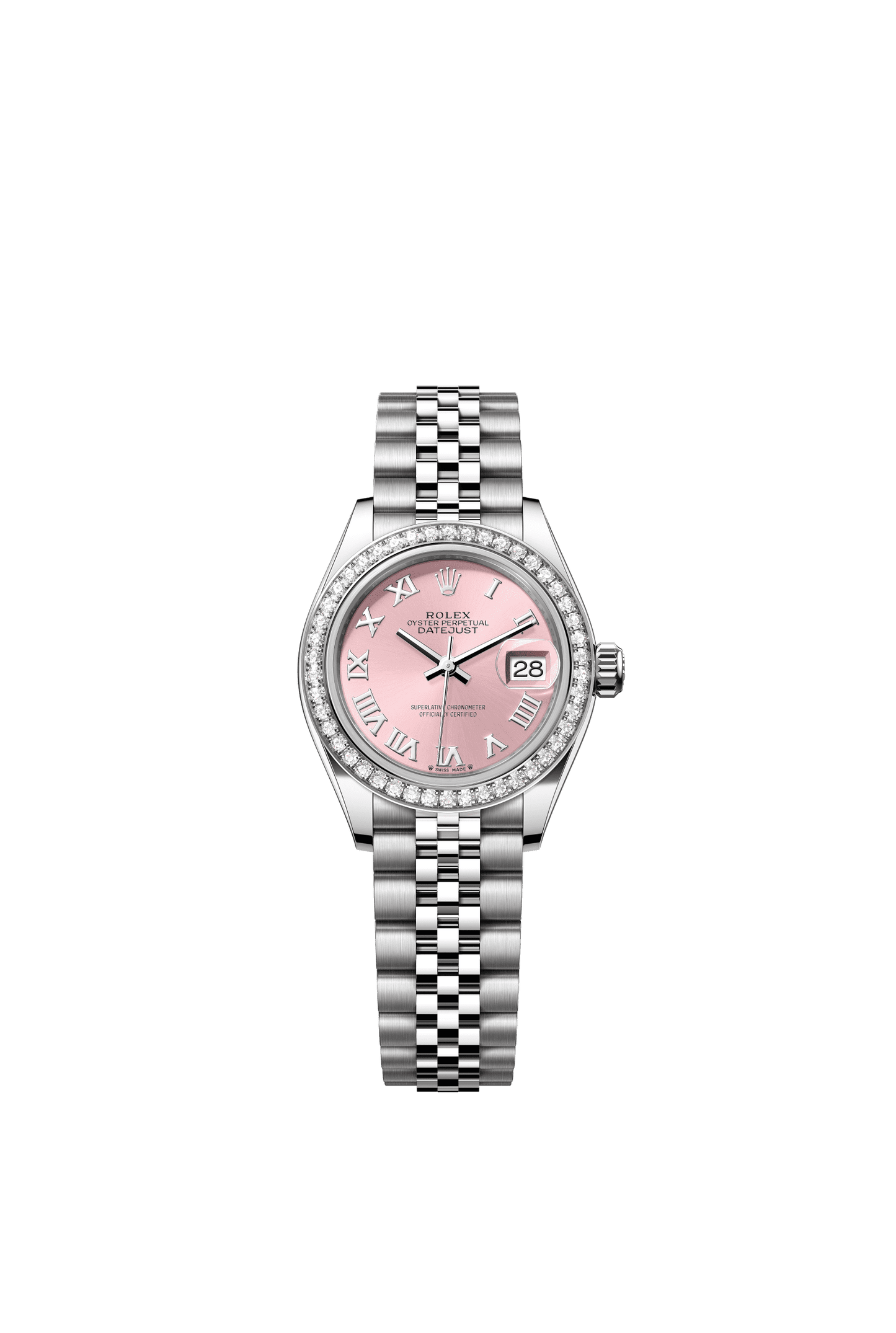 Rolex Lady-Datejust 28 mm Pink  Dial with Diamonds Oystersteel and White Gold Jubilee Bracelet m279384rbr-0005