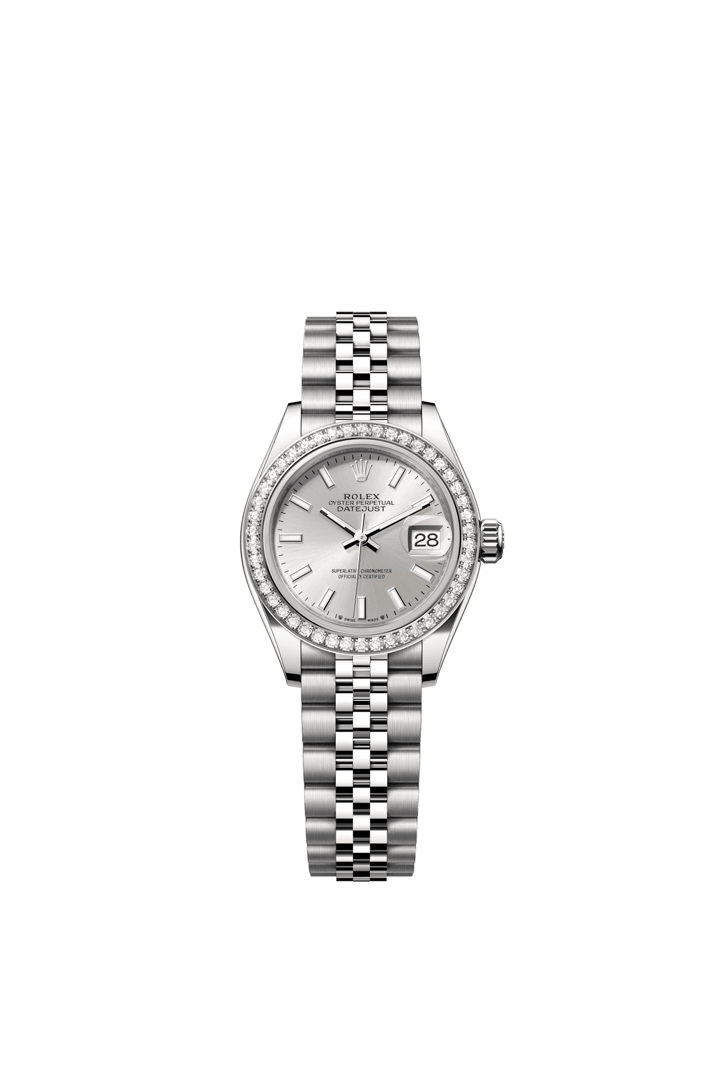 Rolex Lady-Datejust 28 mm Silver Dial with Diamonds Oystersteel and White Gold Jubilee Bracelet m279384rbr-0007