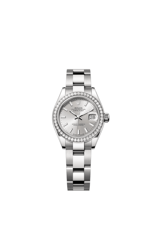 Rolex Lady-Datejust 28 mm Silver  Dial with Diamonds Oystersteel and White Gold Oyster Bracelet m279384rbr-0008