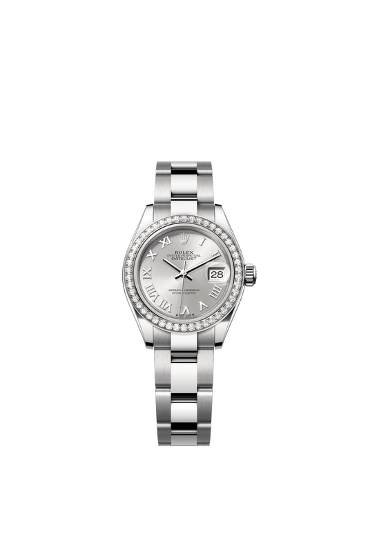 Rolex Lady-Datejust 28 mm Silver  Dial with Diamonds Oystersteel and White Gold Oyster Bracelet m279384rbr-0010