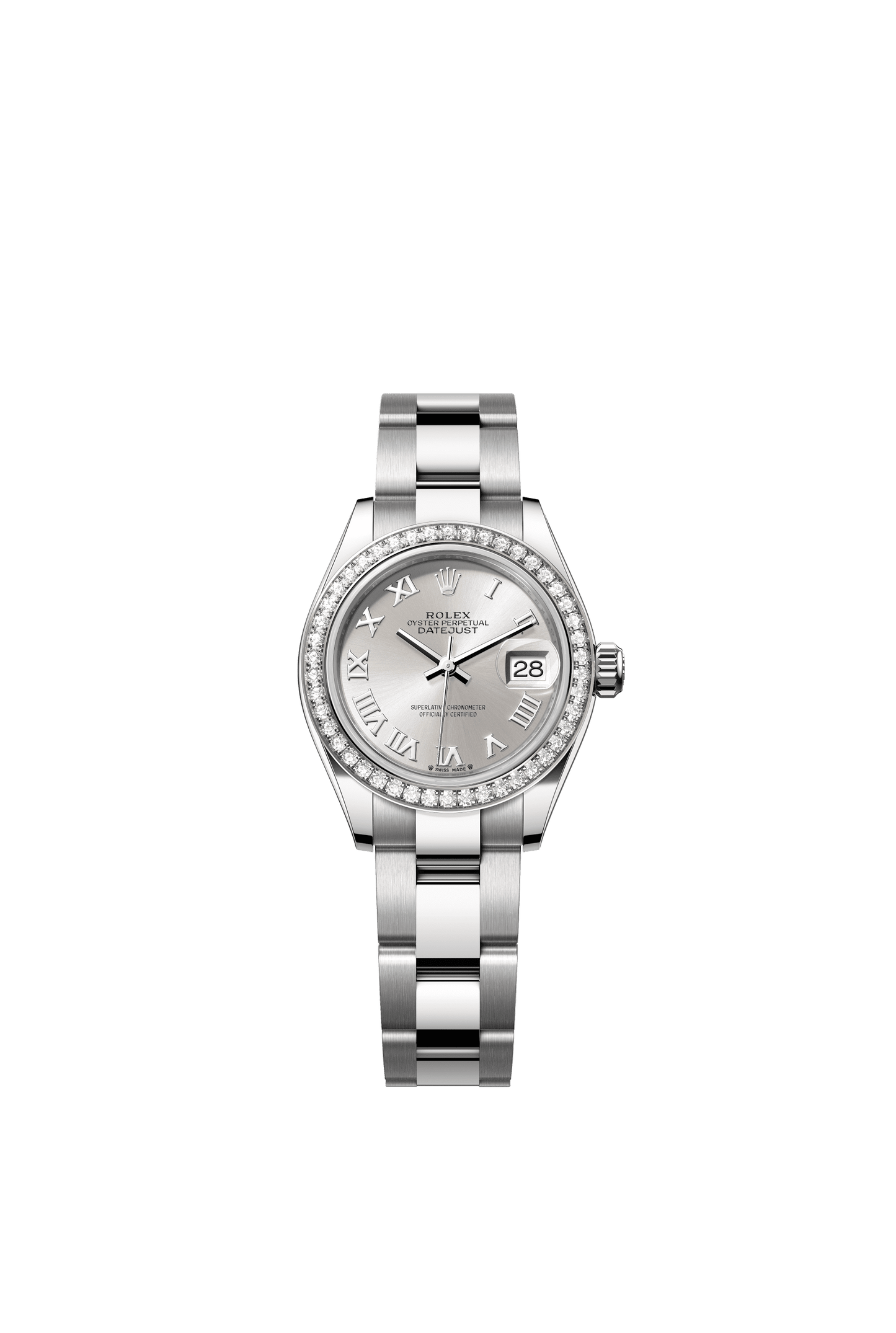 Rolex Oyster 28 mm Silver Dial White Rolesor - Combination Of Oystersteel And White Gold Oyster, Three-Piece Solid Links m279384rbr-0010