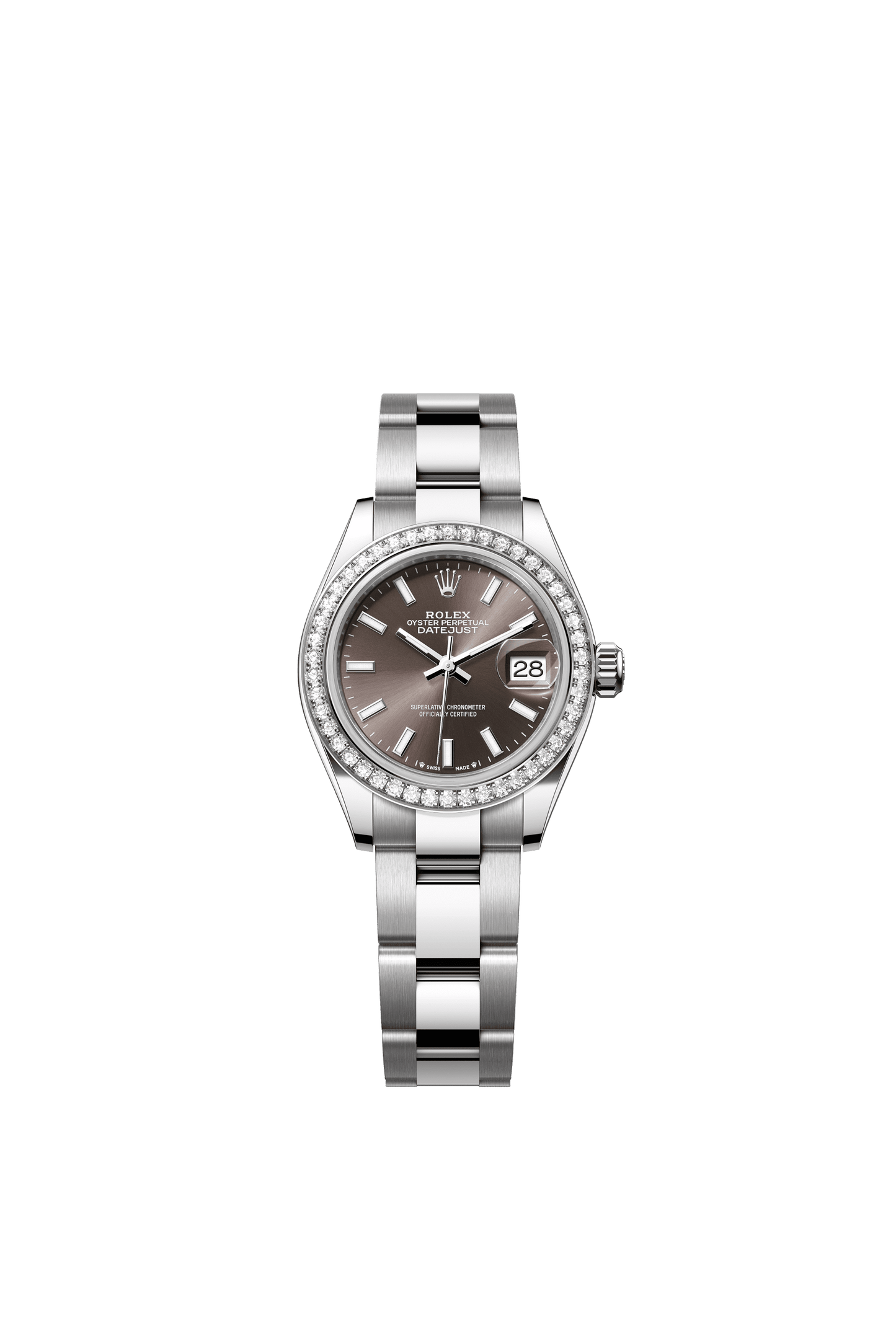 Rolex Oyster 28 mm Dark Grey Dial White Rolesor - Combination Of Oystersteel And White Gold Oyster, Three-Piece Solid Links m279384rbr-0014