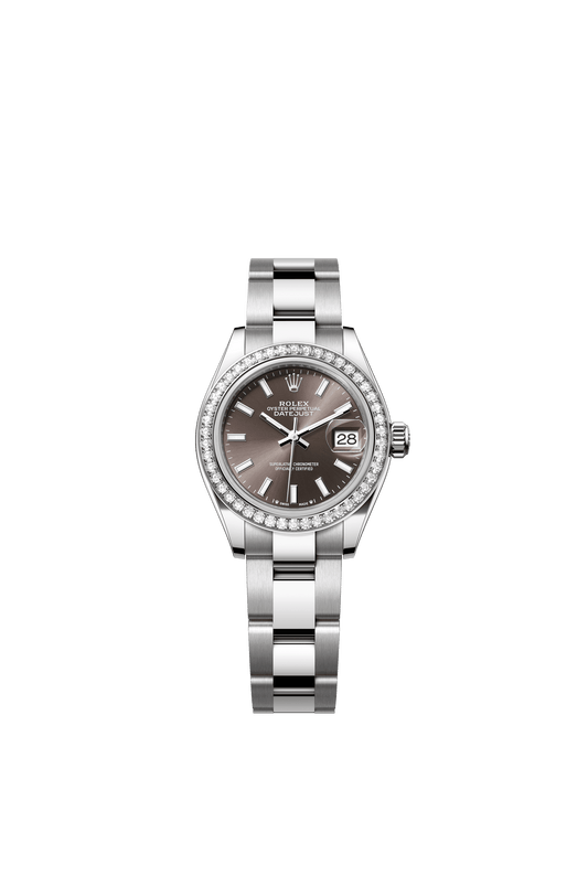 Rolex Oyster 28 mm Dark Grey Dial White Rolesor - Combination Of Oystersteel And White Gold Oyster, Three-Piece Solid Links m279384rbr-0014