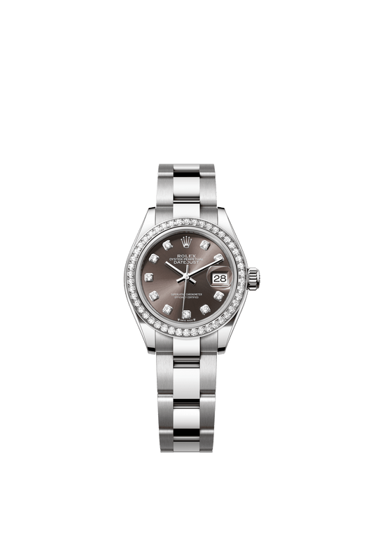 Rolex Oyster 28 mm Dark Grey Set With Diamonds Dial White Rolesor - Combination Of Oystersteel And White Gold Oyster, Three-Piece Solid Links m279384rbr-0018